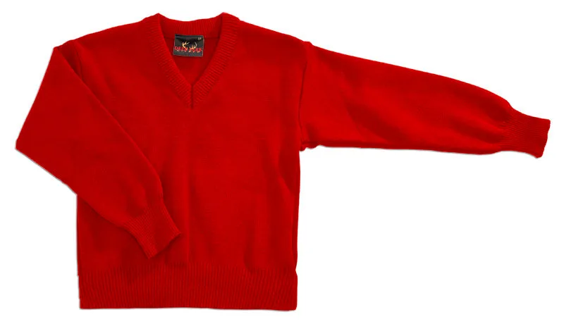 30% Wool V-Neck Jumper (Red)