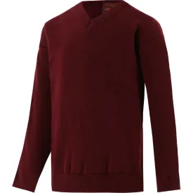 50% Wool V-Neck Jumper (Wine)