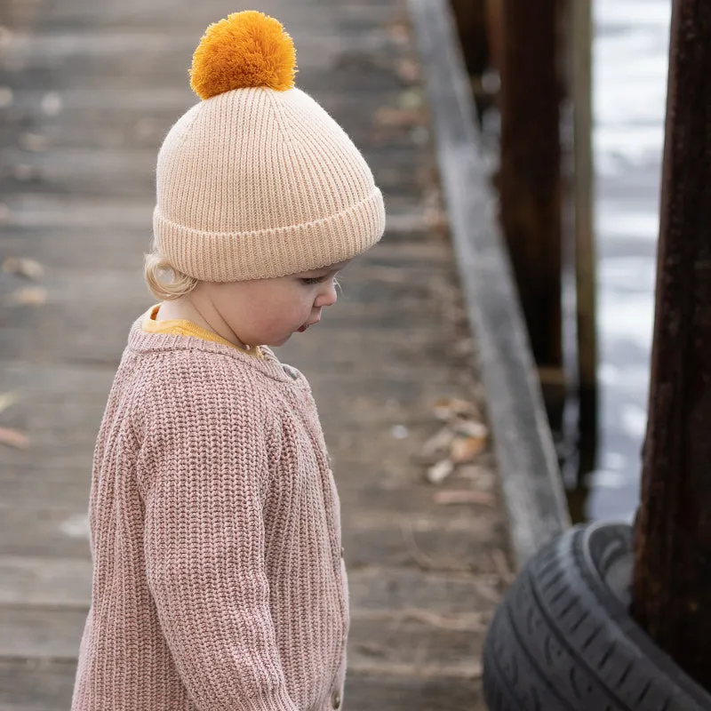 Acorn Oslo Merino Ribbed Beanie - Cream/Mustard