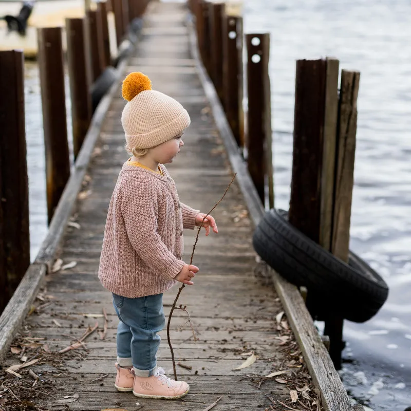 Acorn Oslo Merino Ribbed Beanie - Cream/Mustard