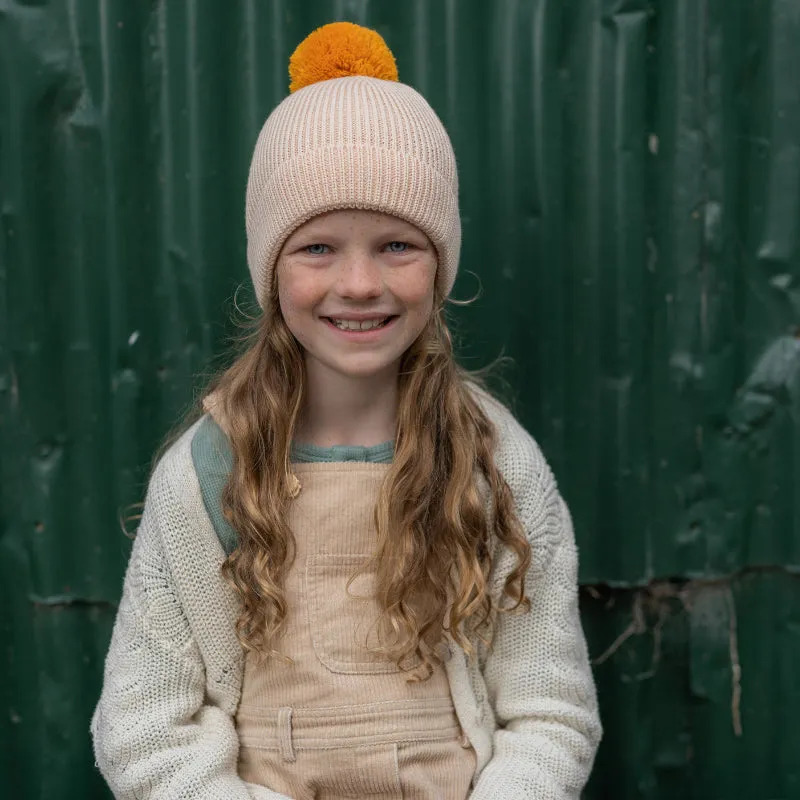 Acorn Oslo Merino Ribbed Beanie - Cream/Mustard