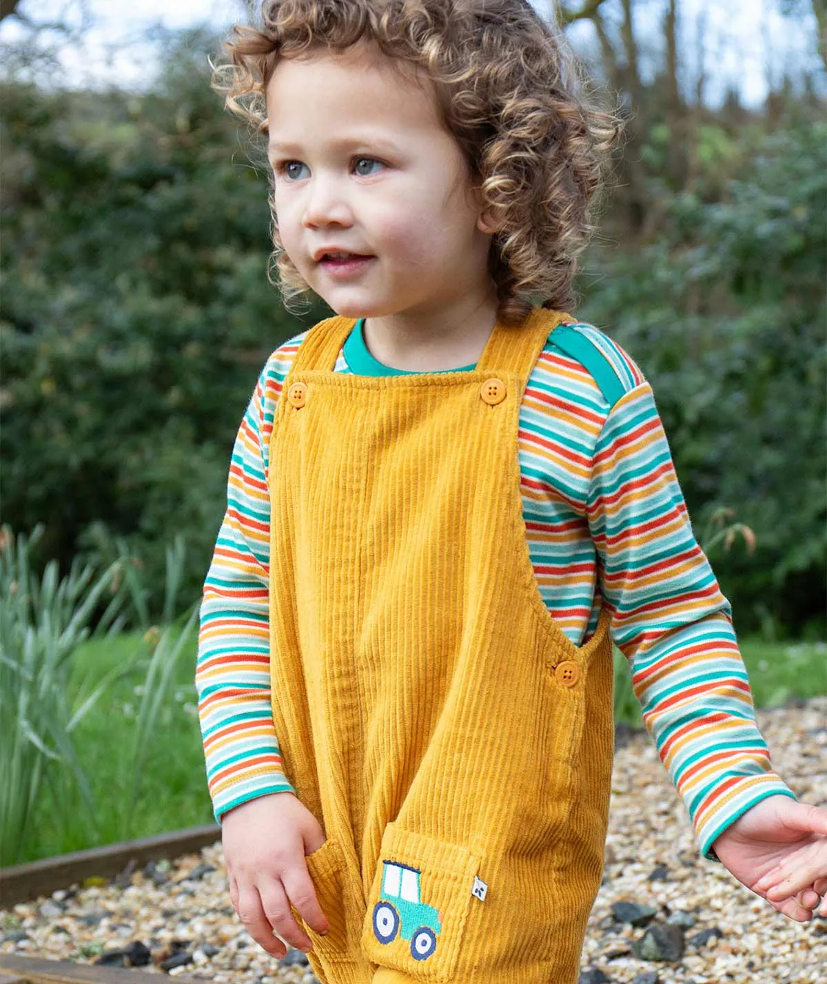 Adley Cord Dungarees - Gold/Tractor