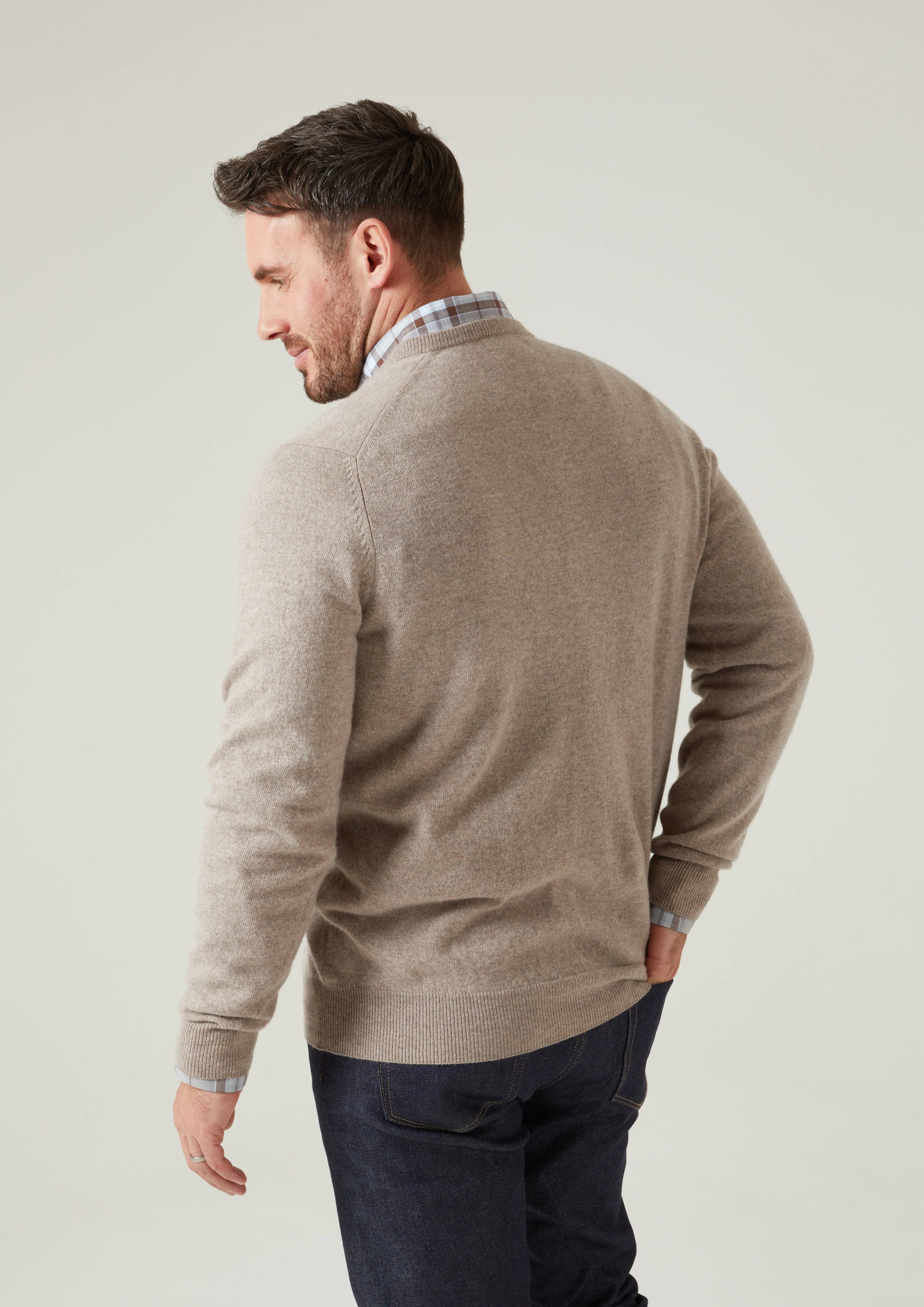 Albury Geelong Wool Jumper in Mushroom - Regular Fit