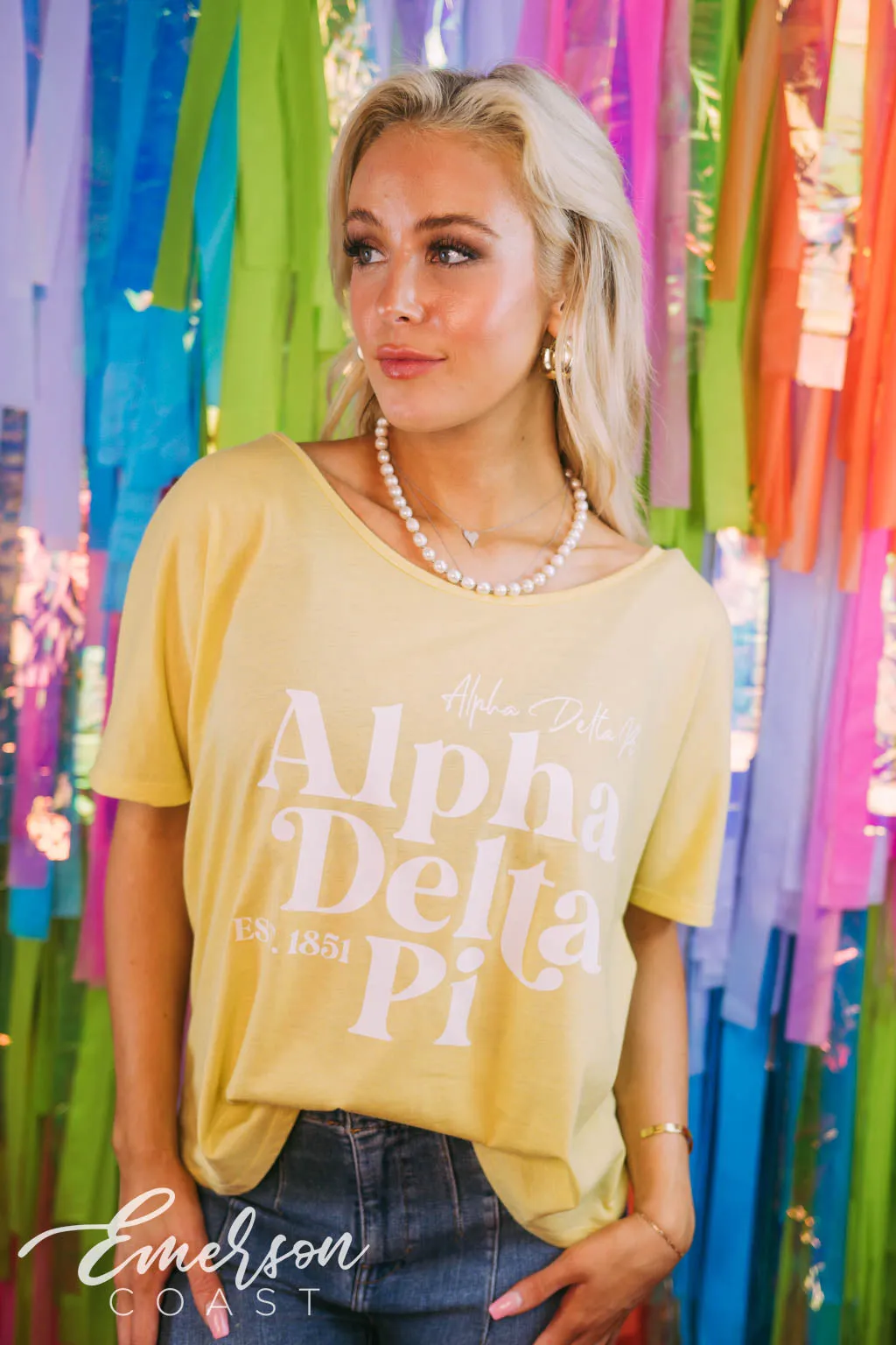 Alpha Delta Pi Yellow Recruitment Slouchy Tee