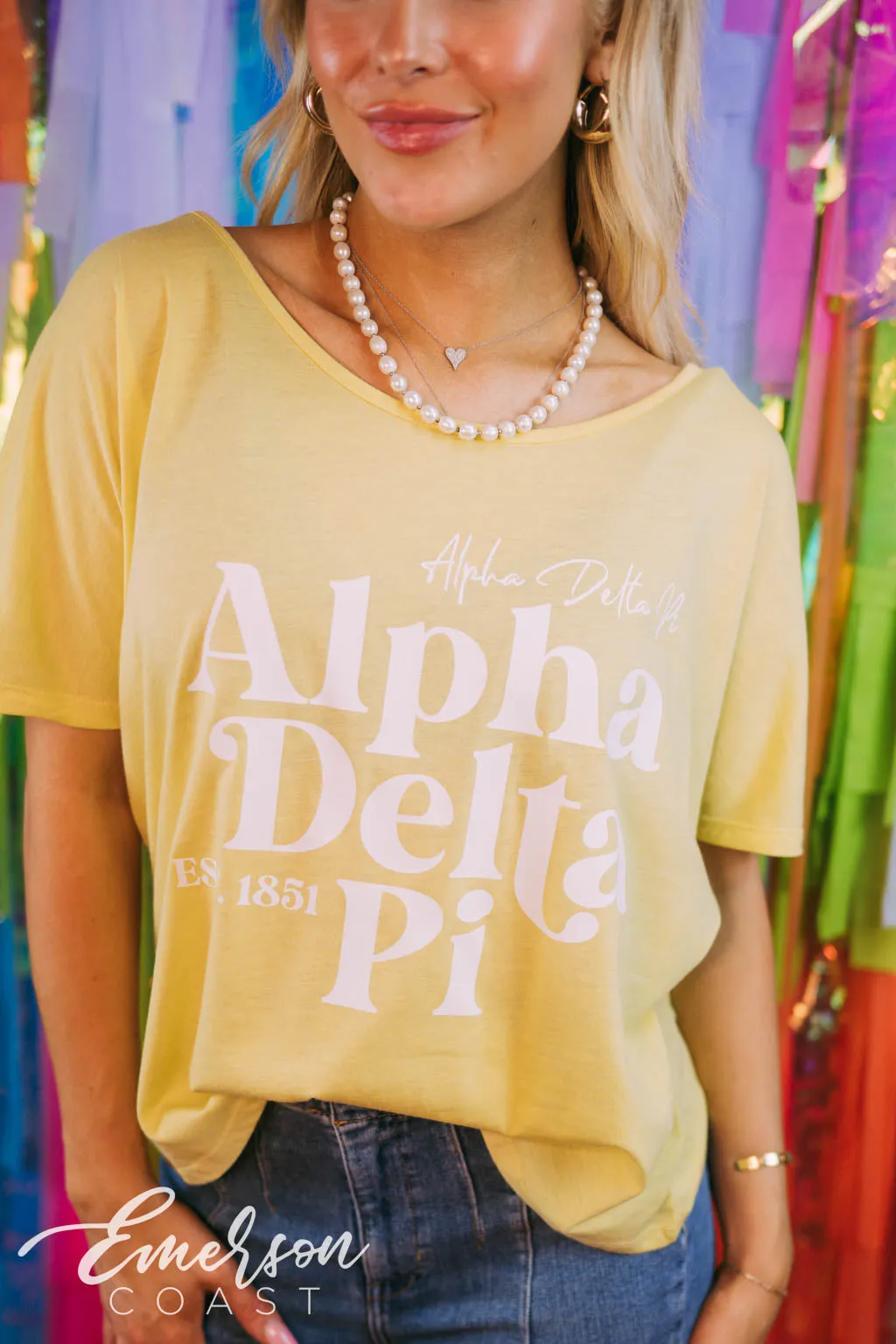 Alpha Delta Pi Yellow Recruitment Slouchy Tee