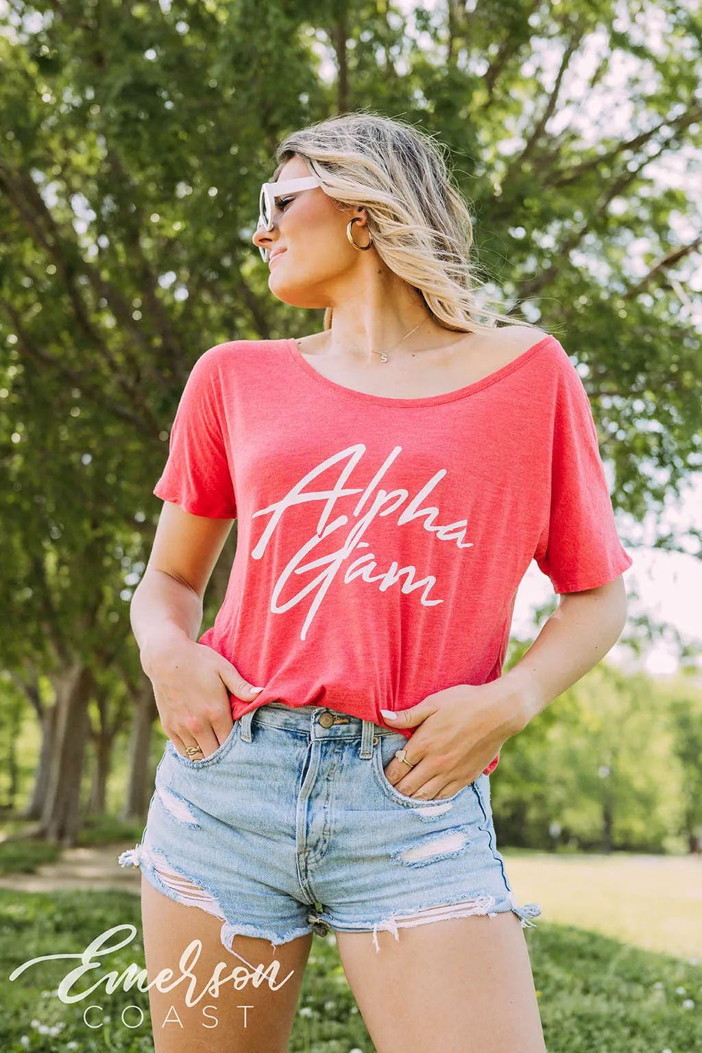 Alpha Gam Coral Recruitment Slouchy Tee