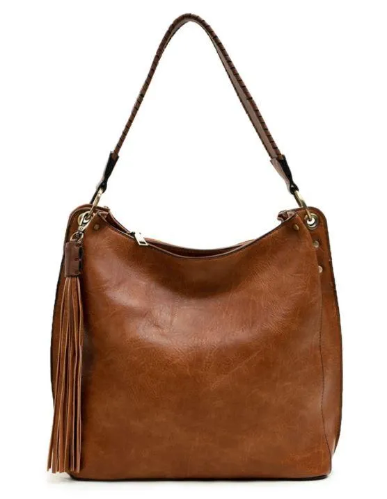 Amber Bag Braided Handle-Brown