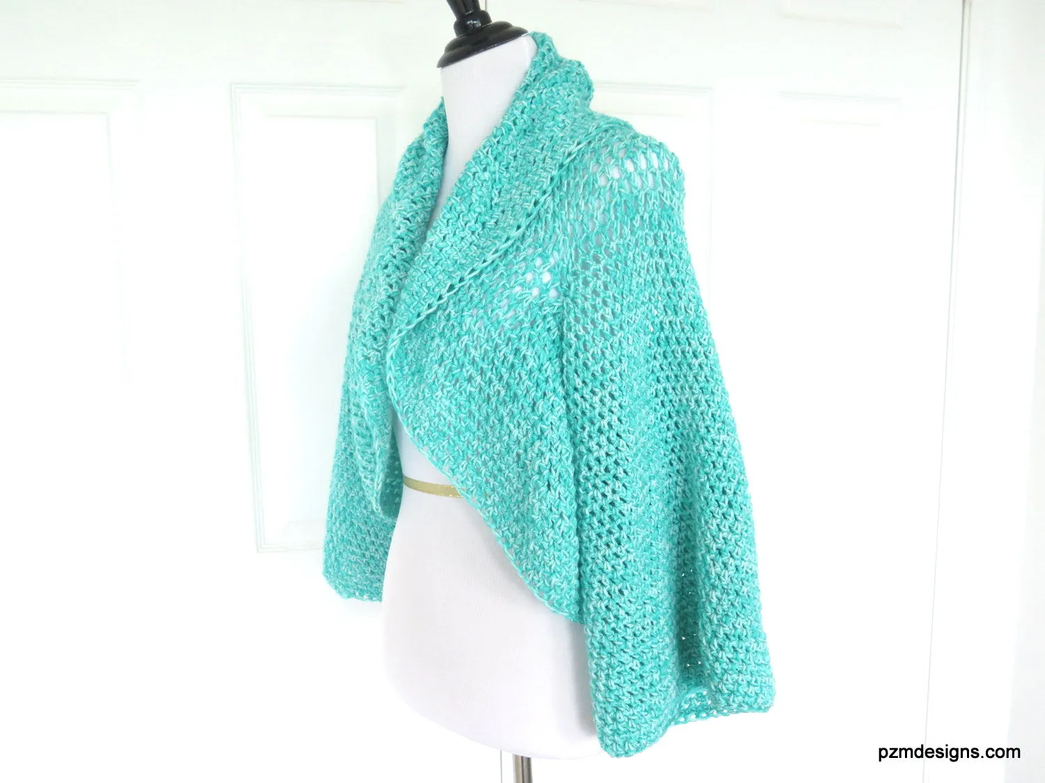 Aqua Plus Size Circle Shrug, Handmade Crochet