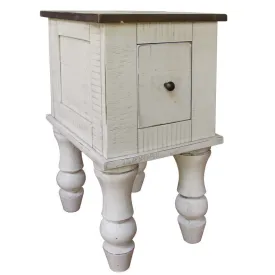 Avalon Rustic Farmhouse 1 Drawer Side Table - White