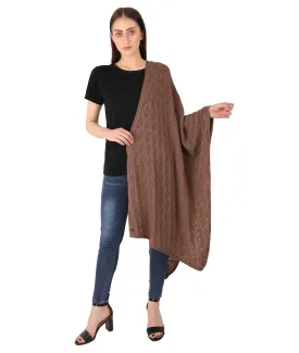 Avery - Coffee Color Lambswool & Nylon Knitted Shawl Wrap