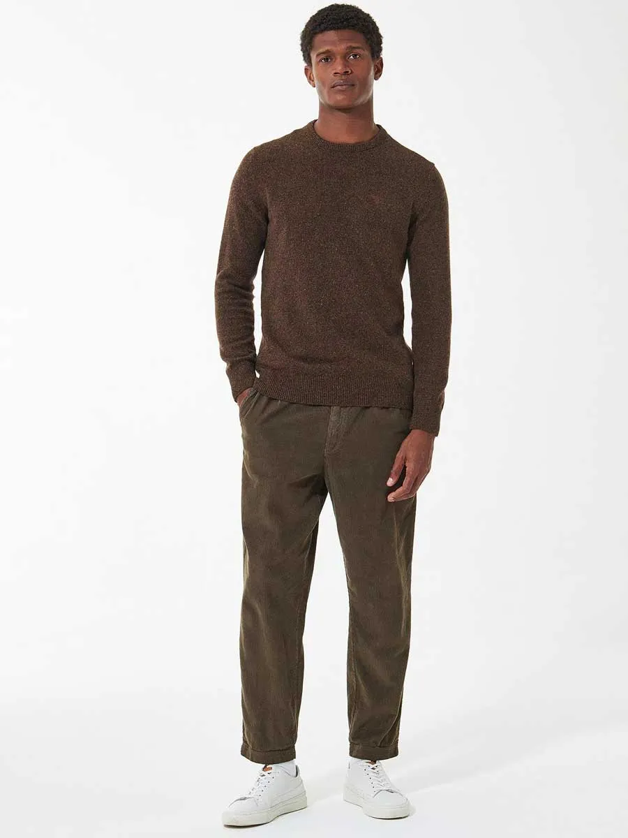 BARBOUR Tisbury Lambswool Crew Neck Pullover - Mens - Dark Sand