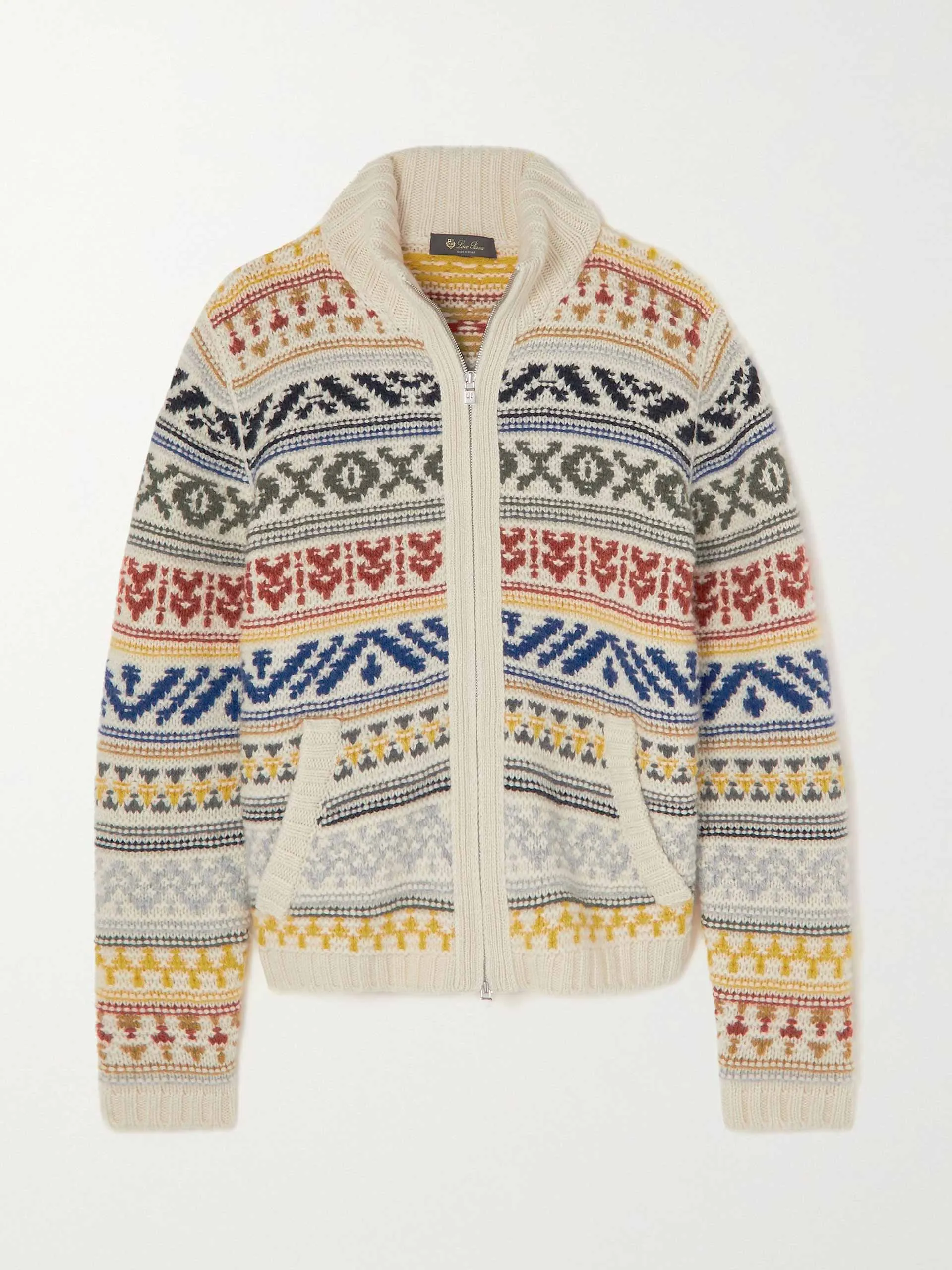 Bernina cashmere-jacquard cardigan