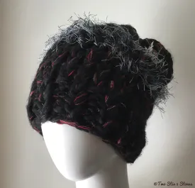 Black Tweed Slouchy Beanie