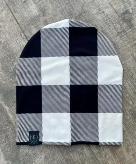 Black/White Buffalo Plaid | Jersey Knit Beanie