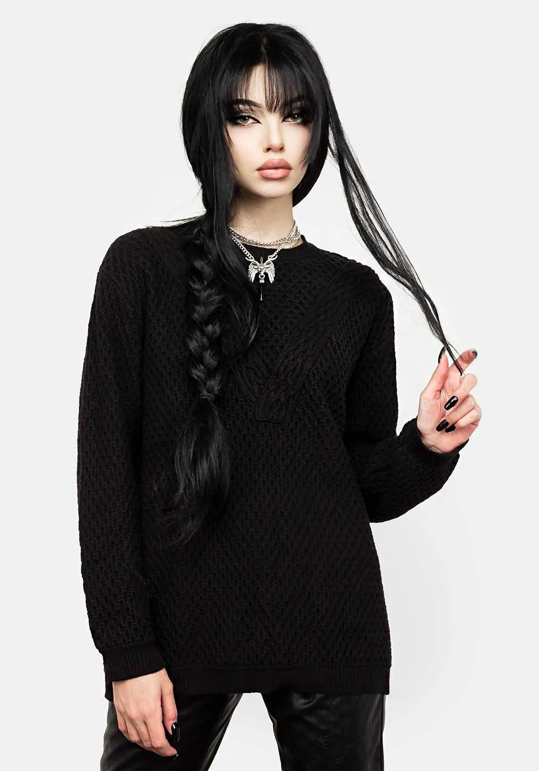 Blessing Oversized Cable Pentagram Jumper