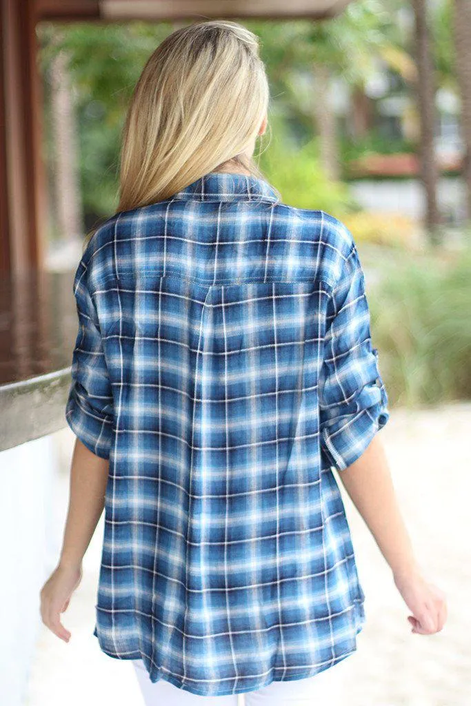 Blue Plaid Top