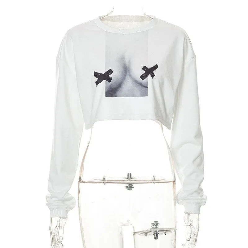 Body Print Cropped Sweater