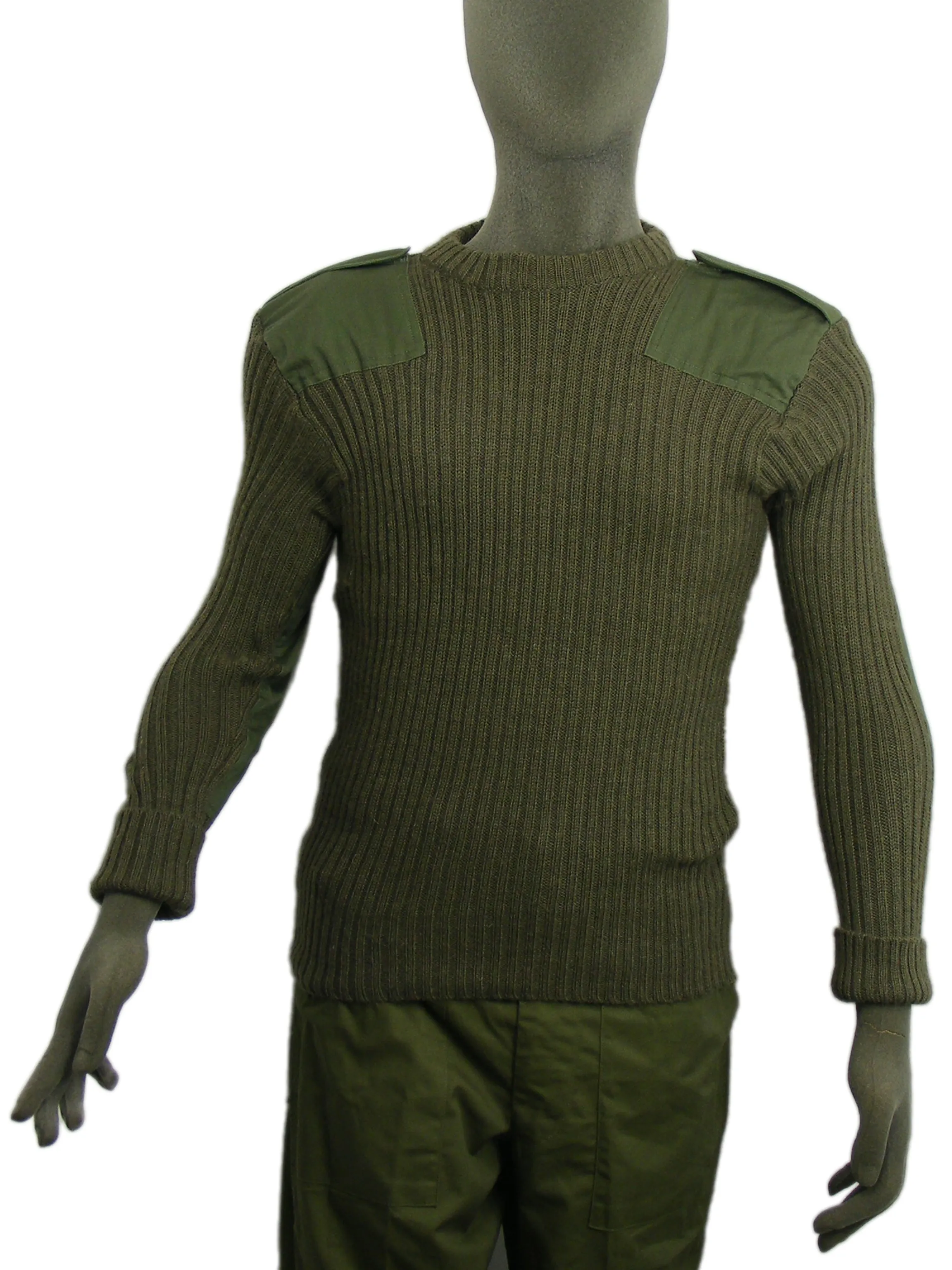 British Army Olive Green Jumper - Woolly Pulley Distressed