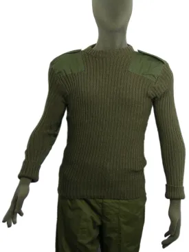 British Army Olive Green Jumper - Woolly Pulley Distressed