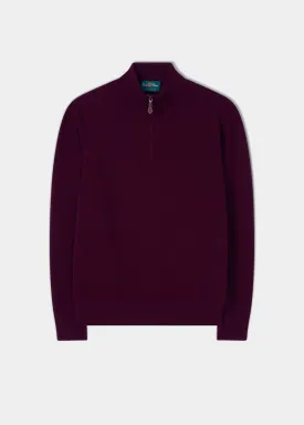 Cairns Geelong Wool 1/4 Zip Jumper in Damson - Regular Fit