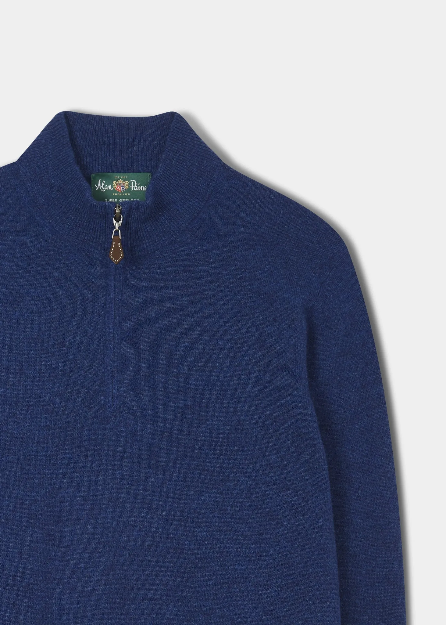 Cairns Geelong Wool 1/4 Zip Jumper in Indigo - Regular Fit