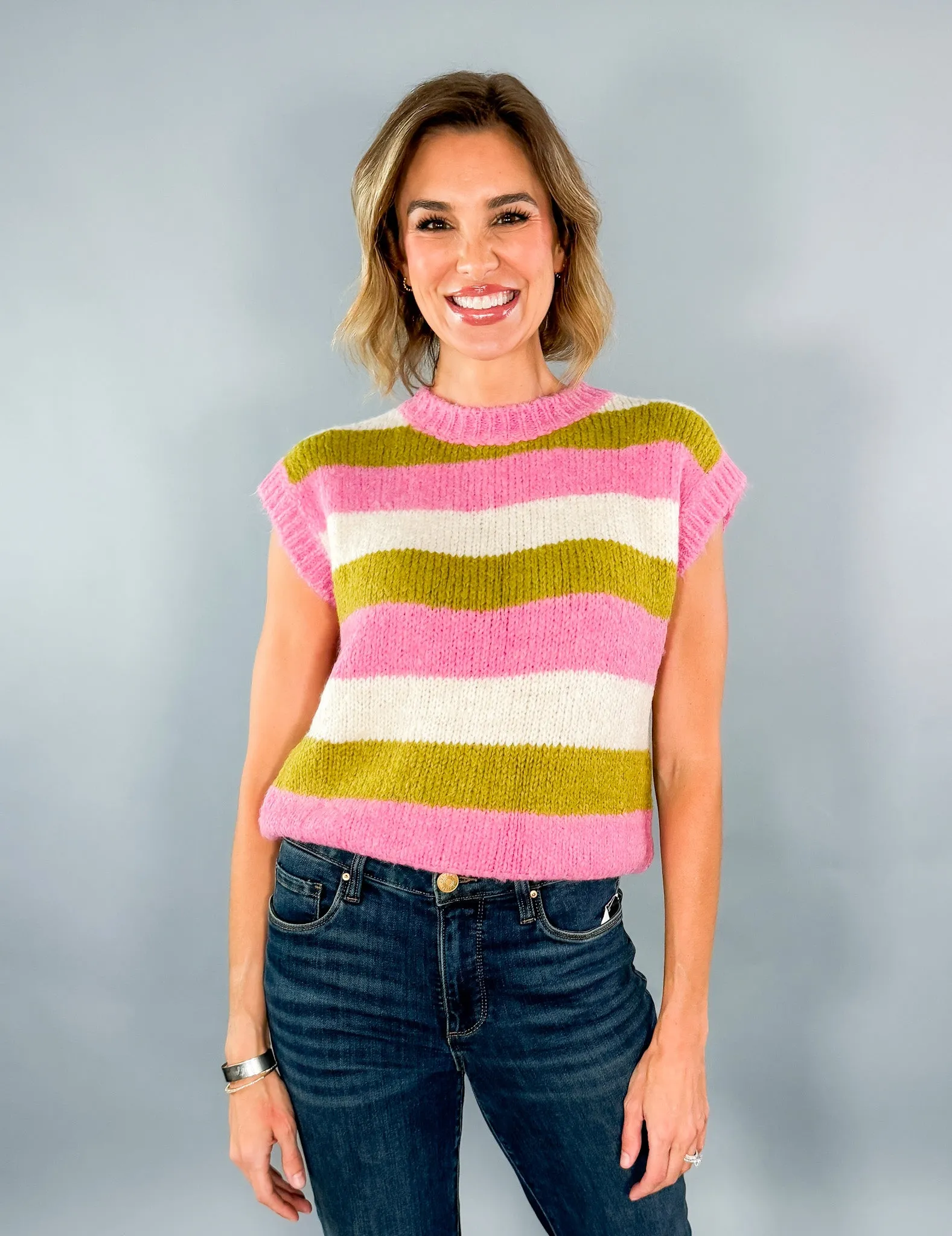 Cisse Rose Striped Sweater