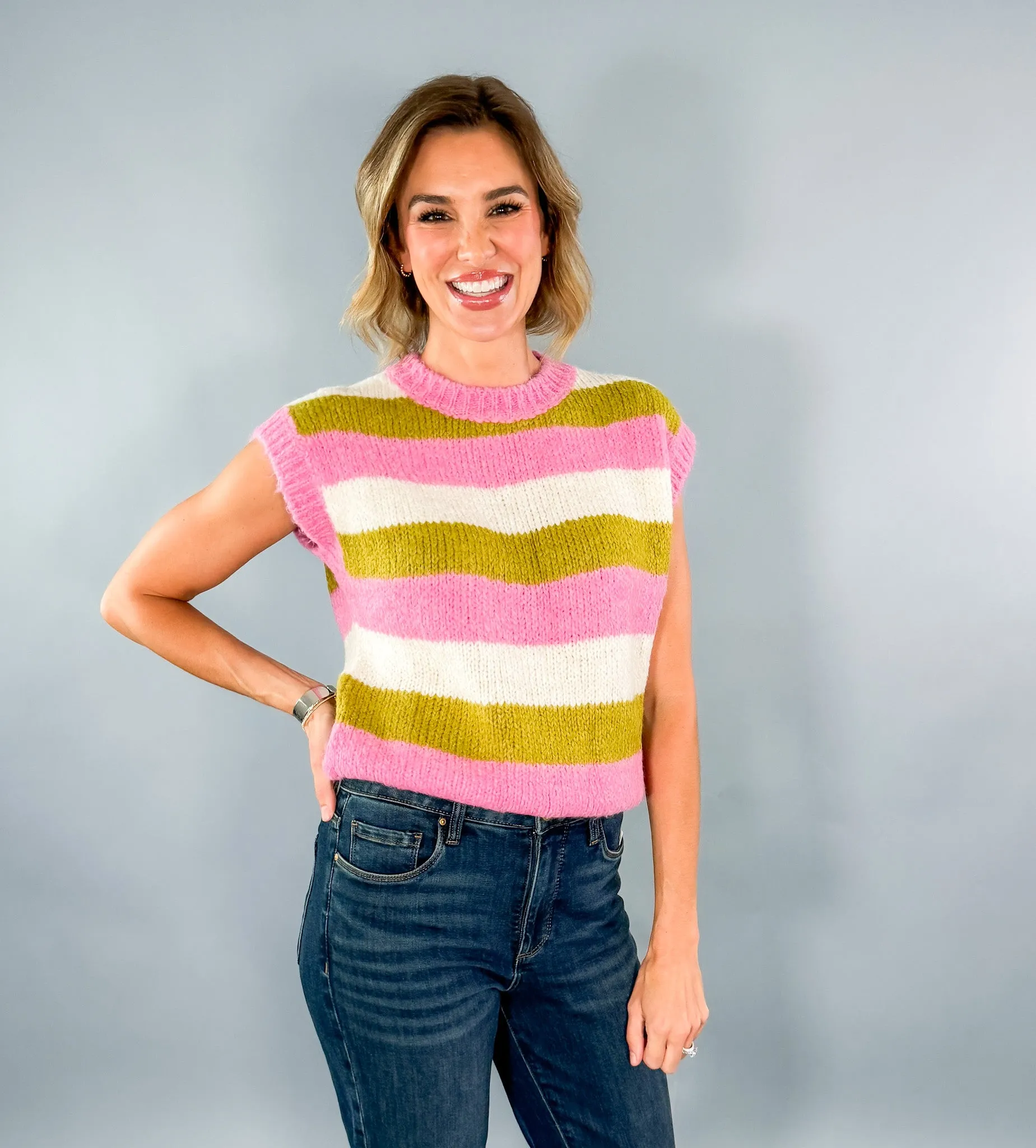 Cisse Rose Striped Sweater