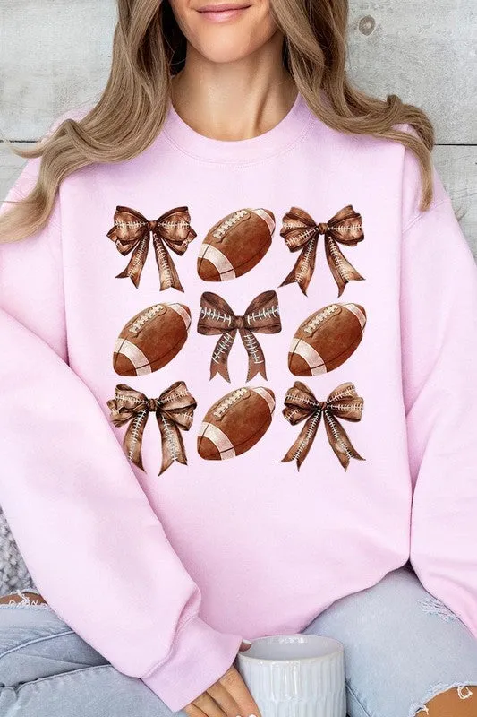 Coquette Football Bow Graphic Fleece Sweatshirts