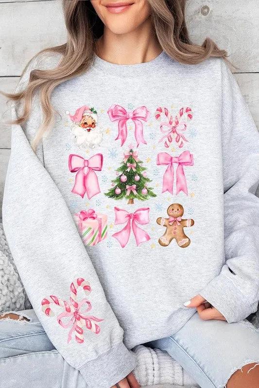 Coquette Pink Christmas Graphic Fleece Sweatshirts