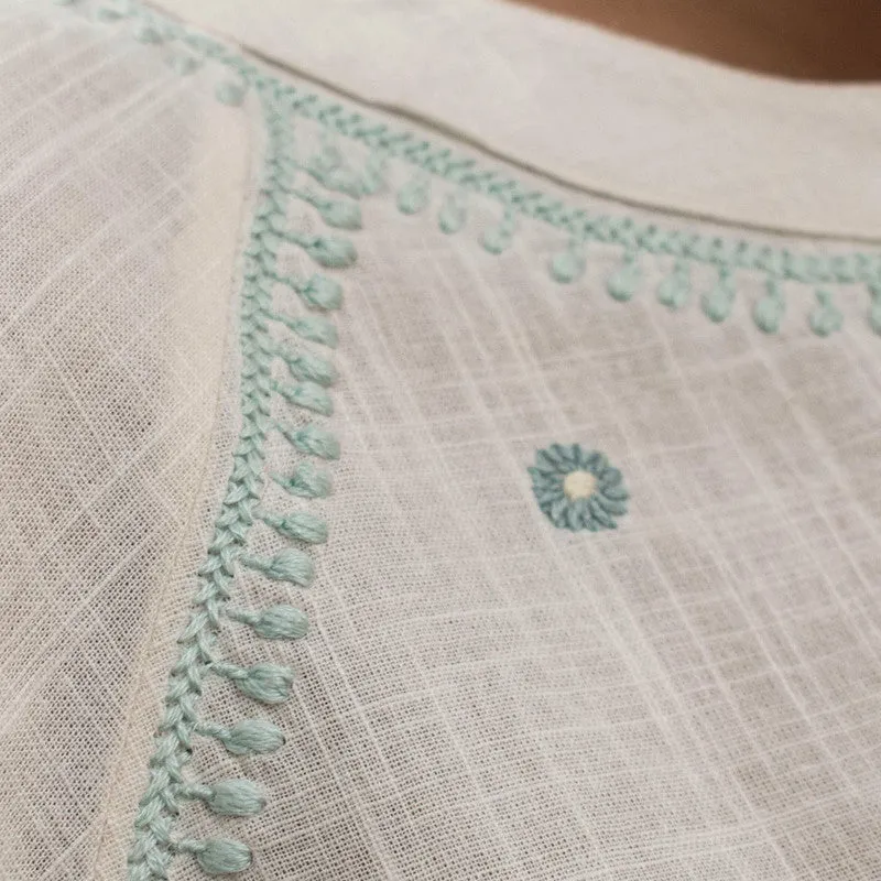 Cotton Chikankari Top for Women | Off-White | Hand Embroidered