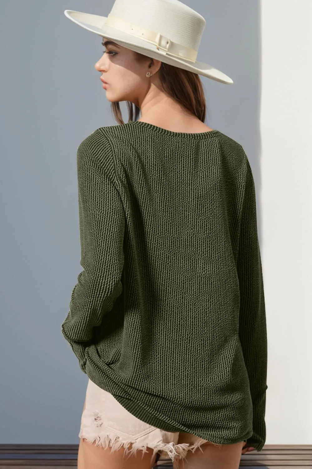 Cozy Casual Ribbed Button Top