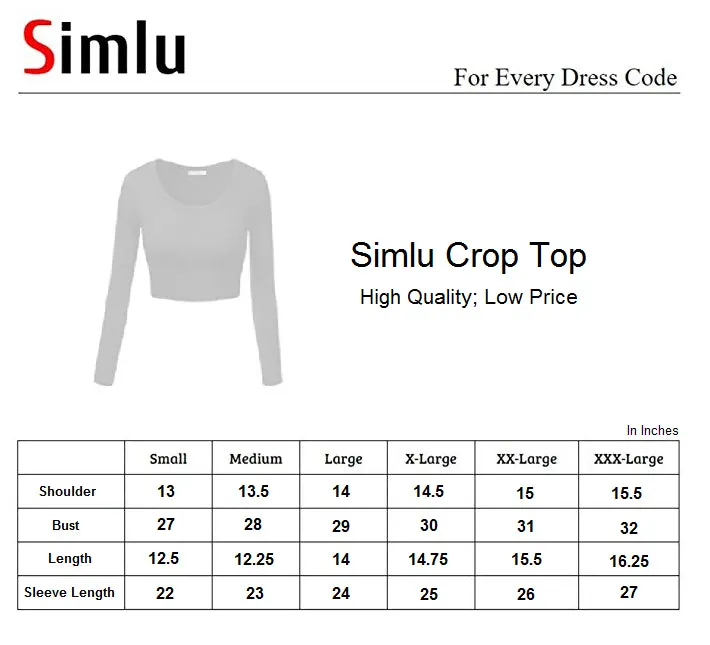 Crop Top for Women Crew Neck Basic Long Sleeve Crop Top - USA