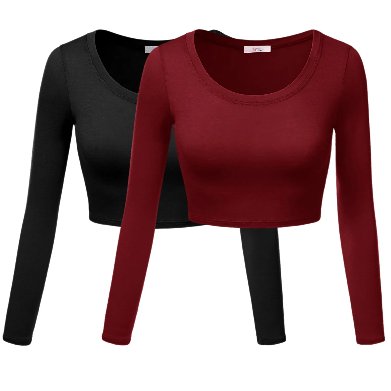 Crop Top for Women Crew Neck Basic Long Sleeve Crop Top - USA