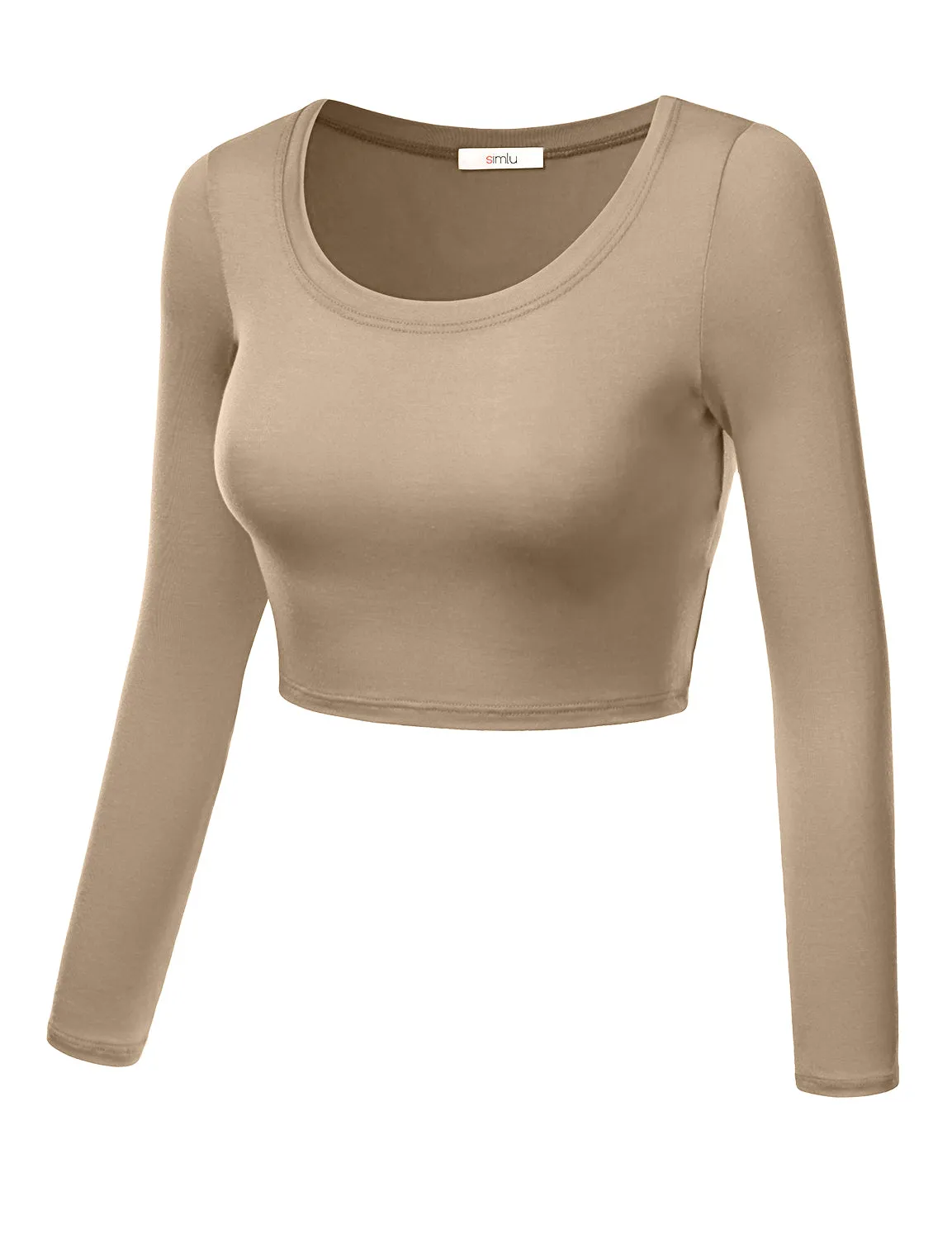 Crop Top for Women Crew Neck Basic Long Sleeve Crop Top - USA