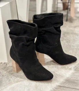 Darby Block Heel Slouch Bootie- Black