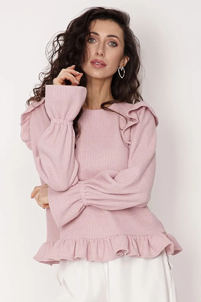 Edith Ruffle Sweater Light Pink