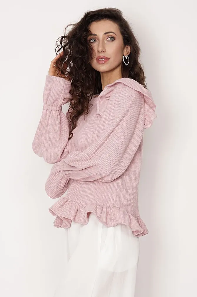 Edith Ruffle Sweater Light Pink