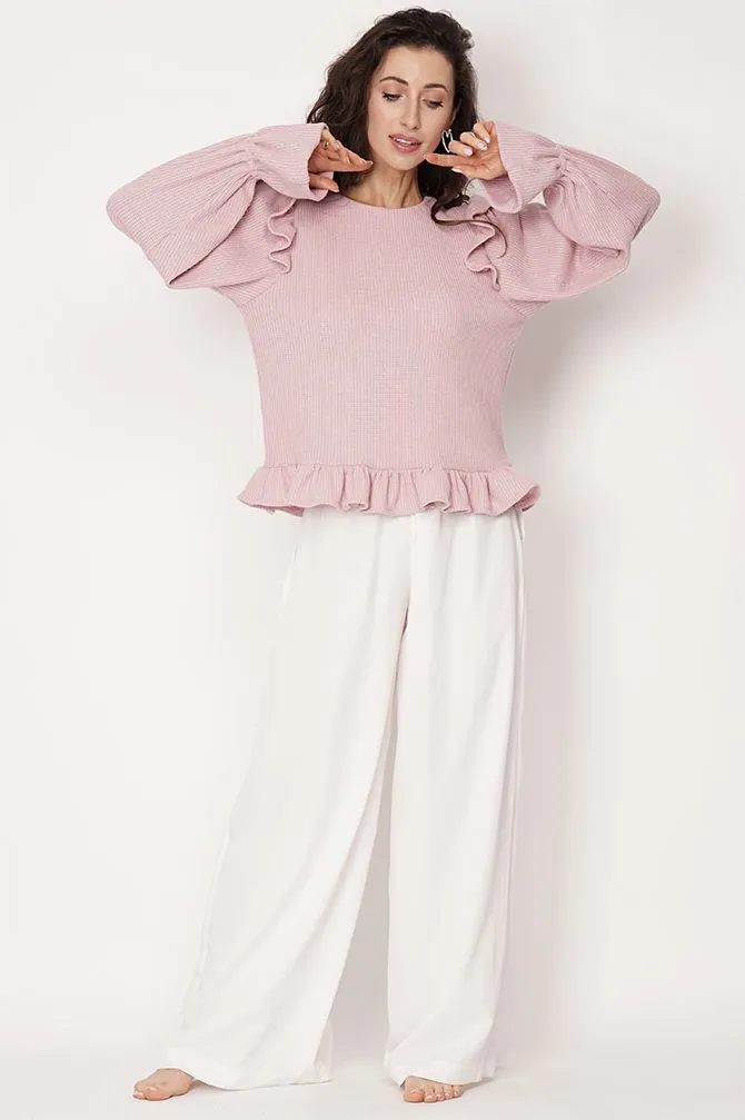 Edith Ruffle Sweater Light Pink