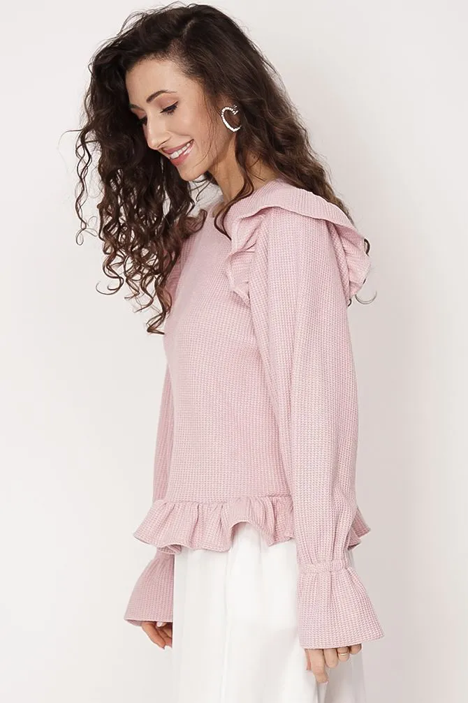 Edith Ruffle Sweater Light Pink