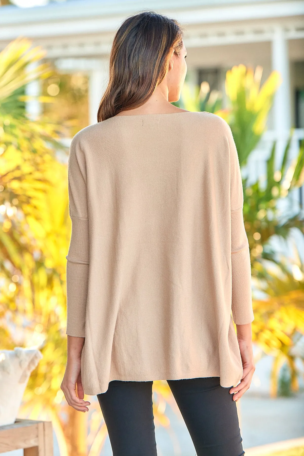 Emerson Oversized Batwing Beige Long Sleeve Knit