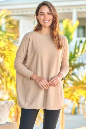 Emerson Oversized Batwing Beige Long Sleeve Knit