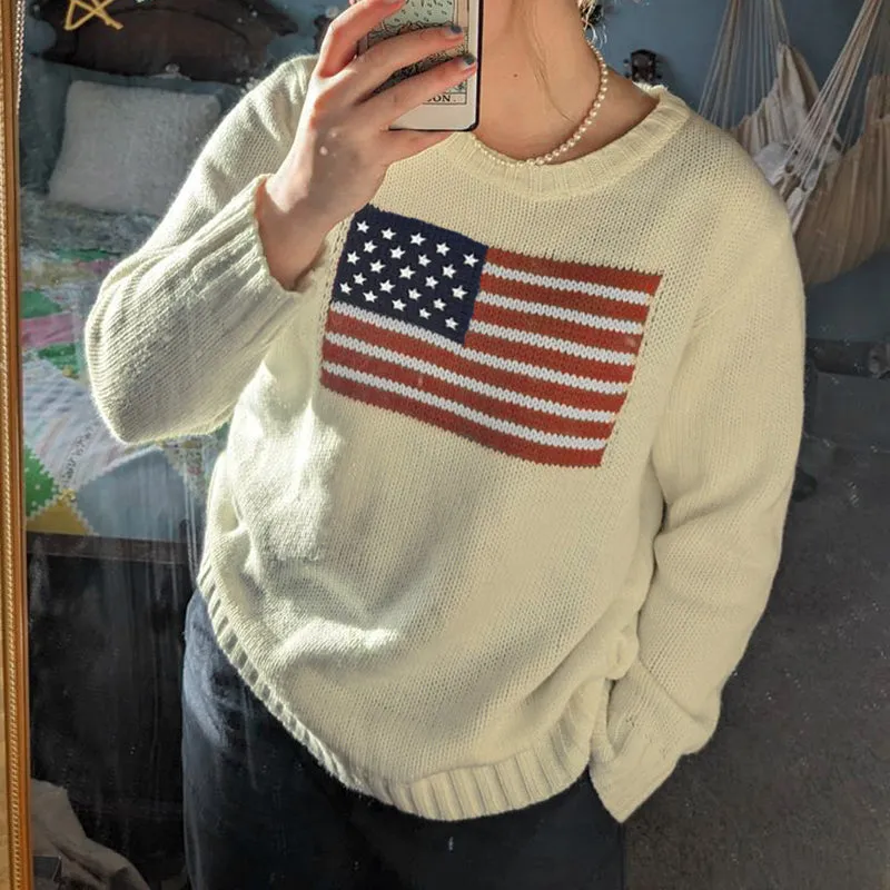 Fashionkova Mable American Flag Sweater