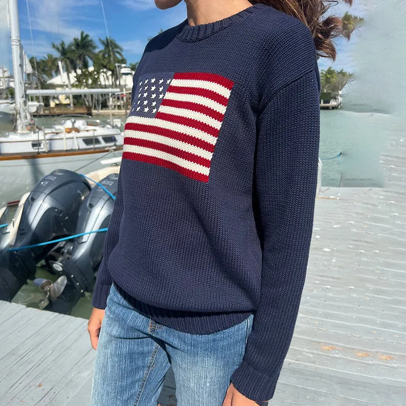 Fashionkova Mable American Flag Sweater