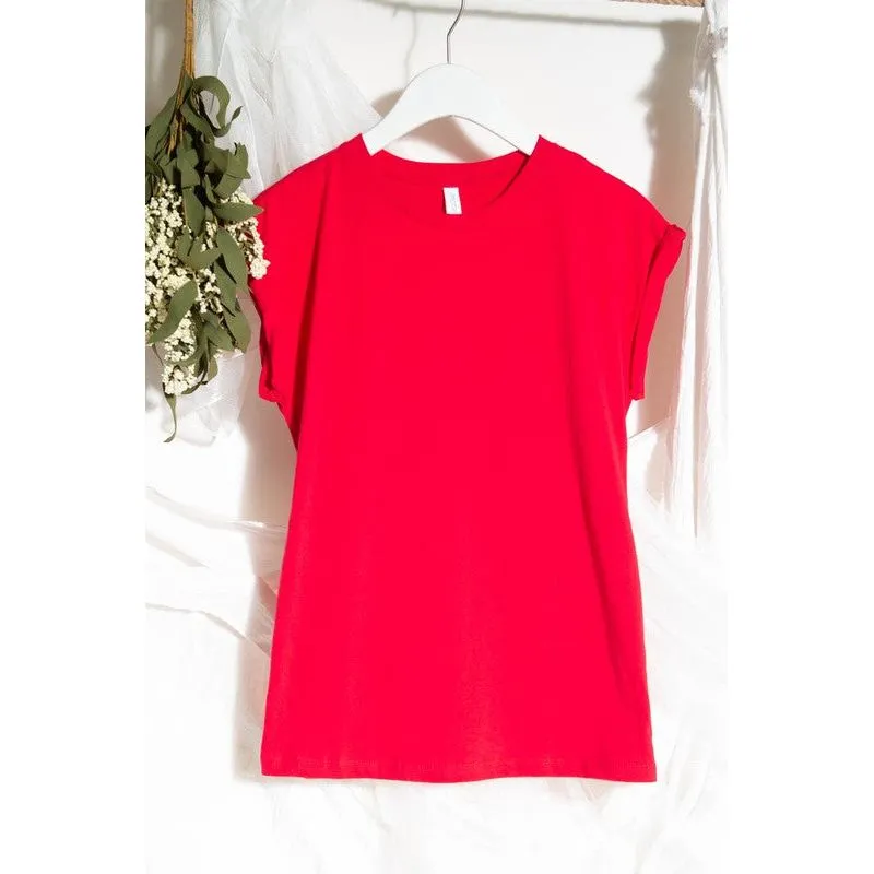 Folded Cap Sleeve Basic Top