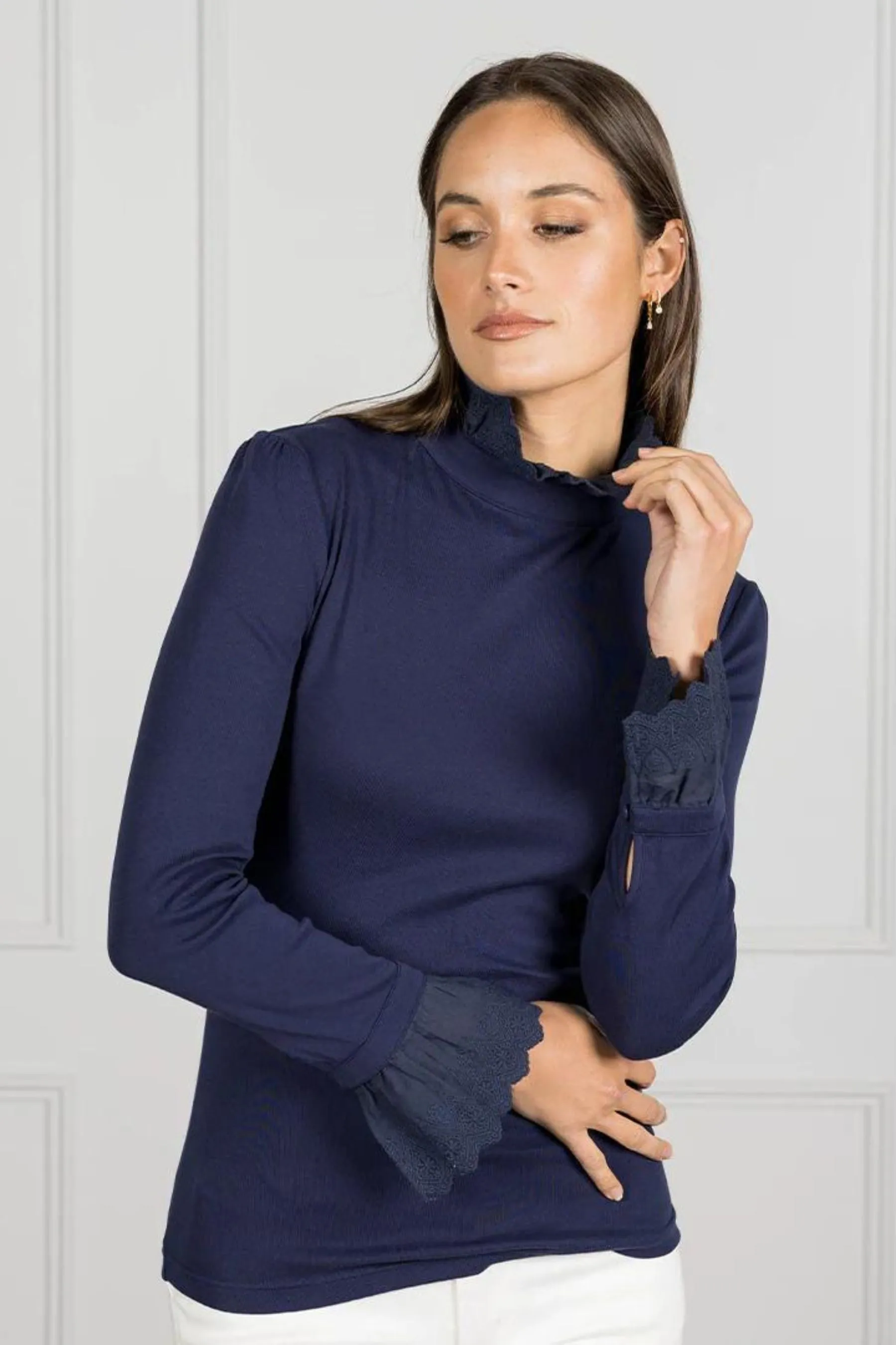 Freya Frill Top | Navy