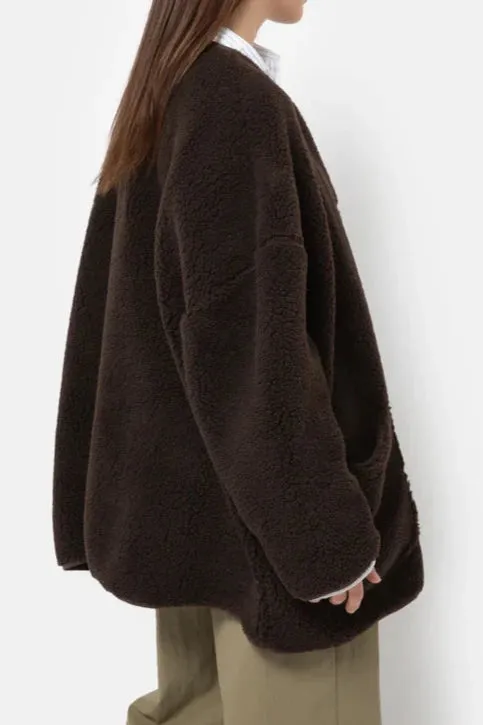 HANNAH TEDDY OVERSIZED JACKET | CHOCOLATE BROWN