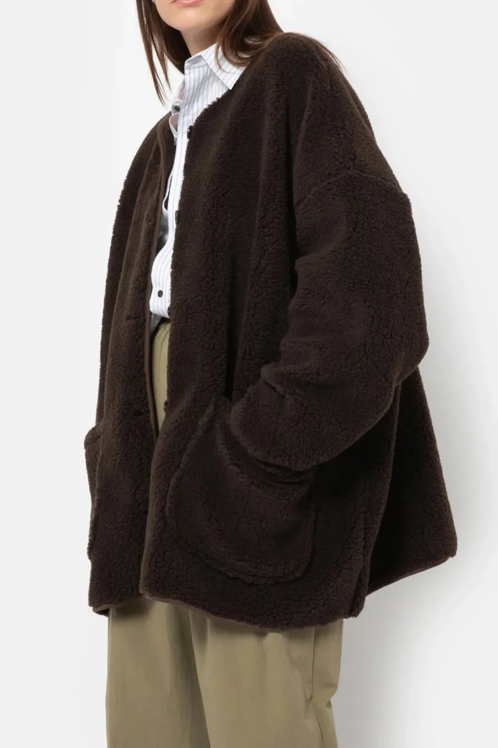 HANNAH TEDDY OVERSIZED JACKET | CHOCOLATE BROWN