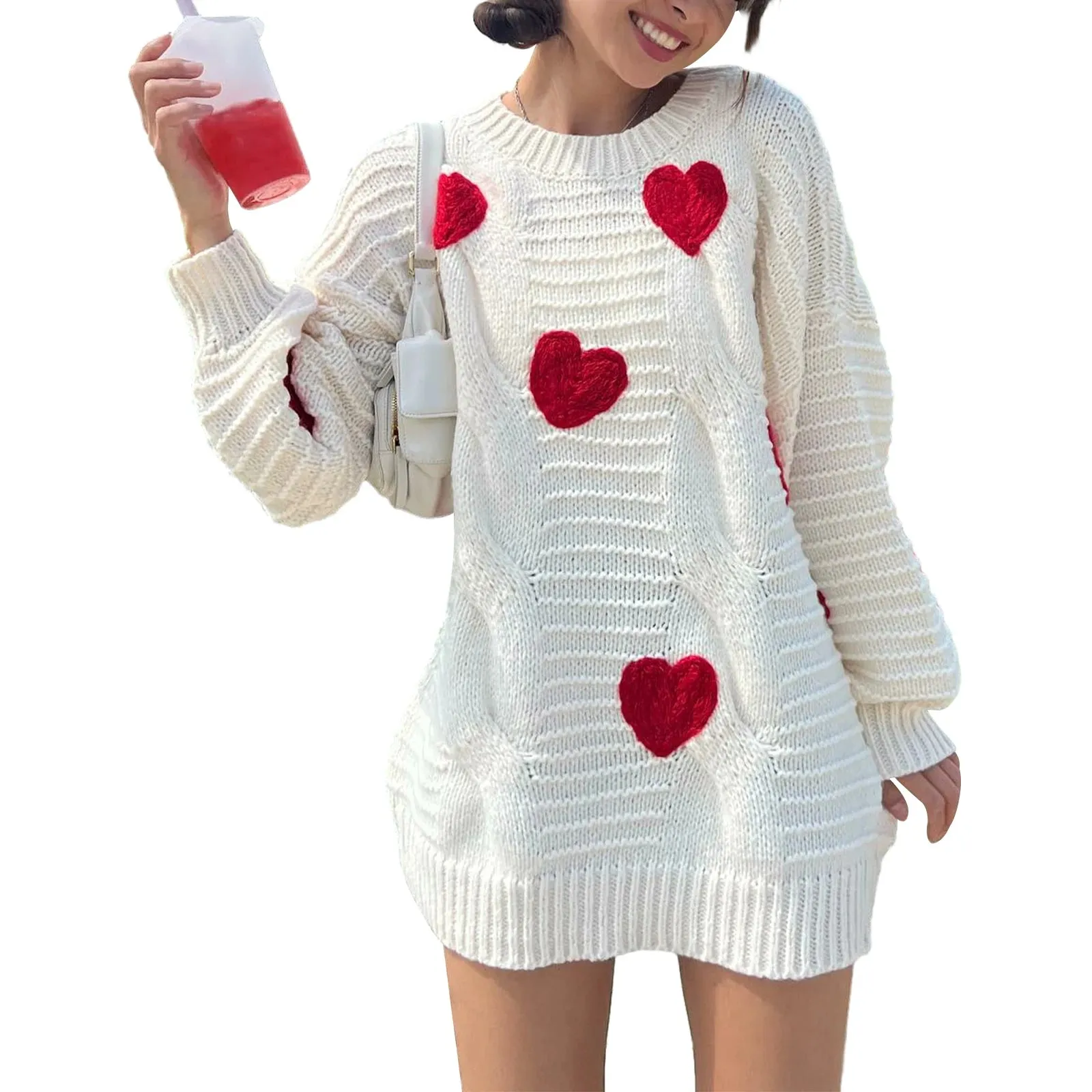 Heart Pattern Loose Sweater