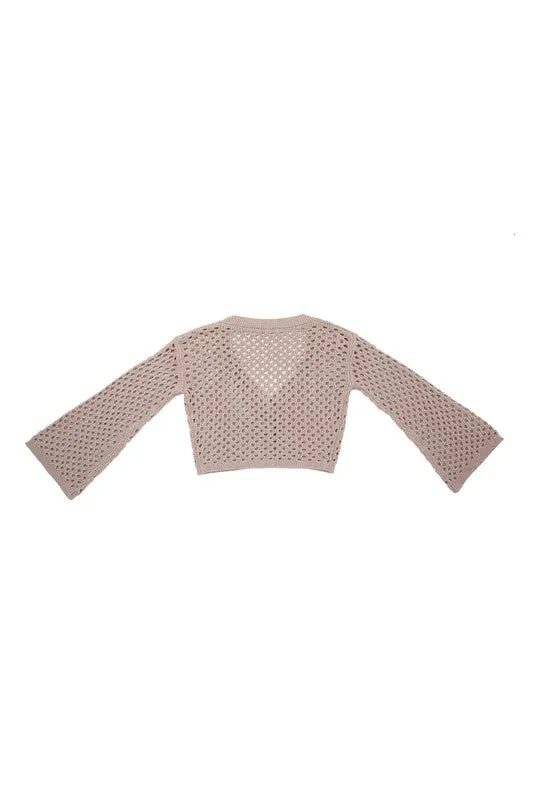 Hole-knit cardigan