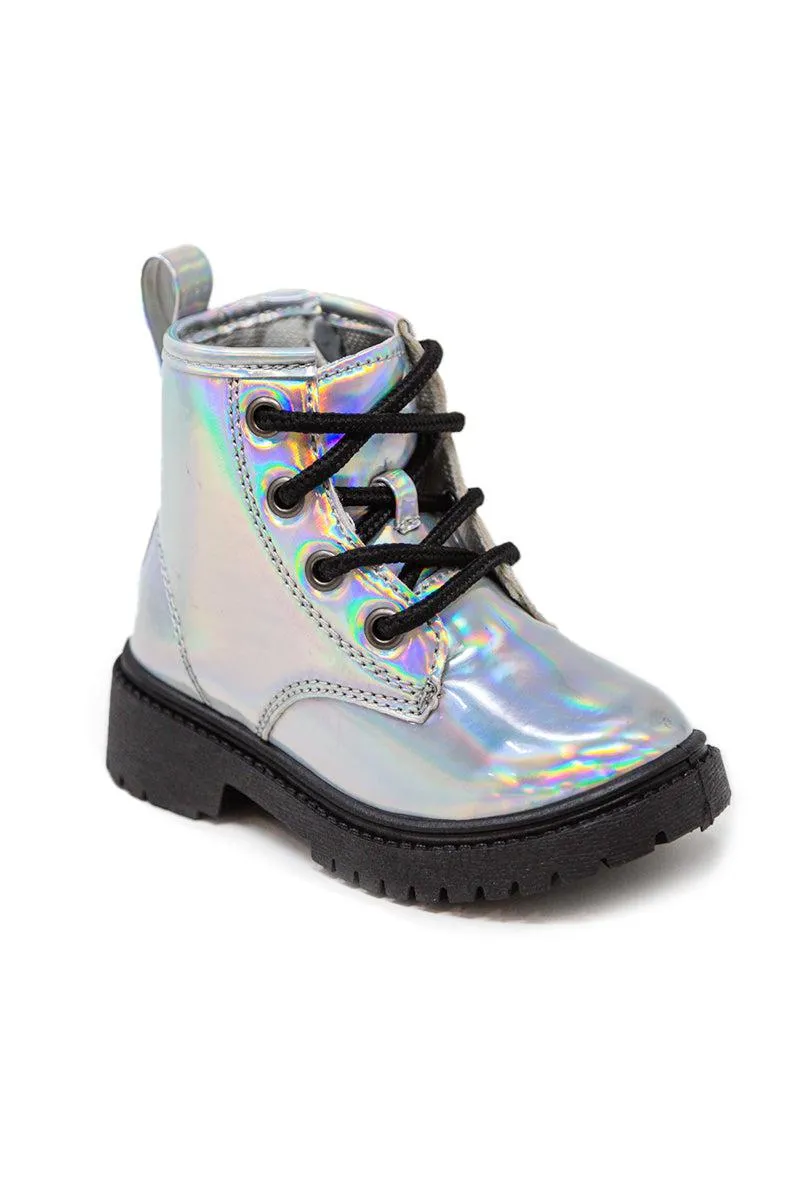 Holographic Lace-Up Combat Boots